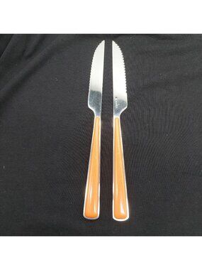 Fiesta Orange Steak Knives Set of 2 Stainless Steel Serrated 9"